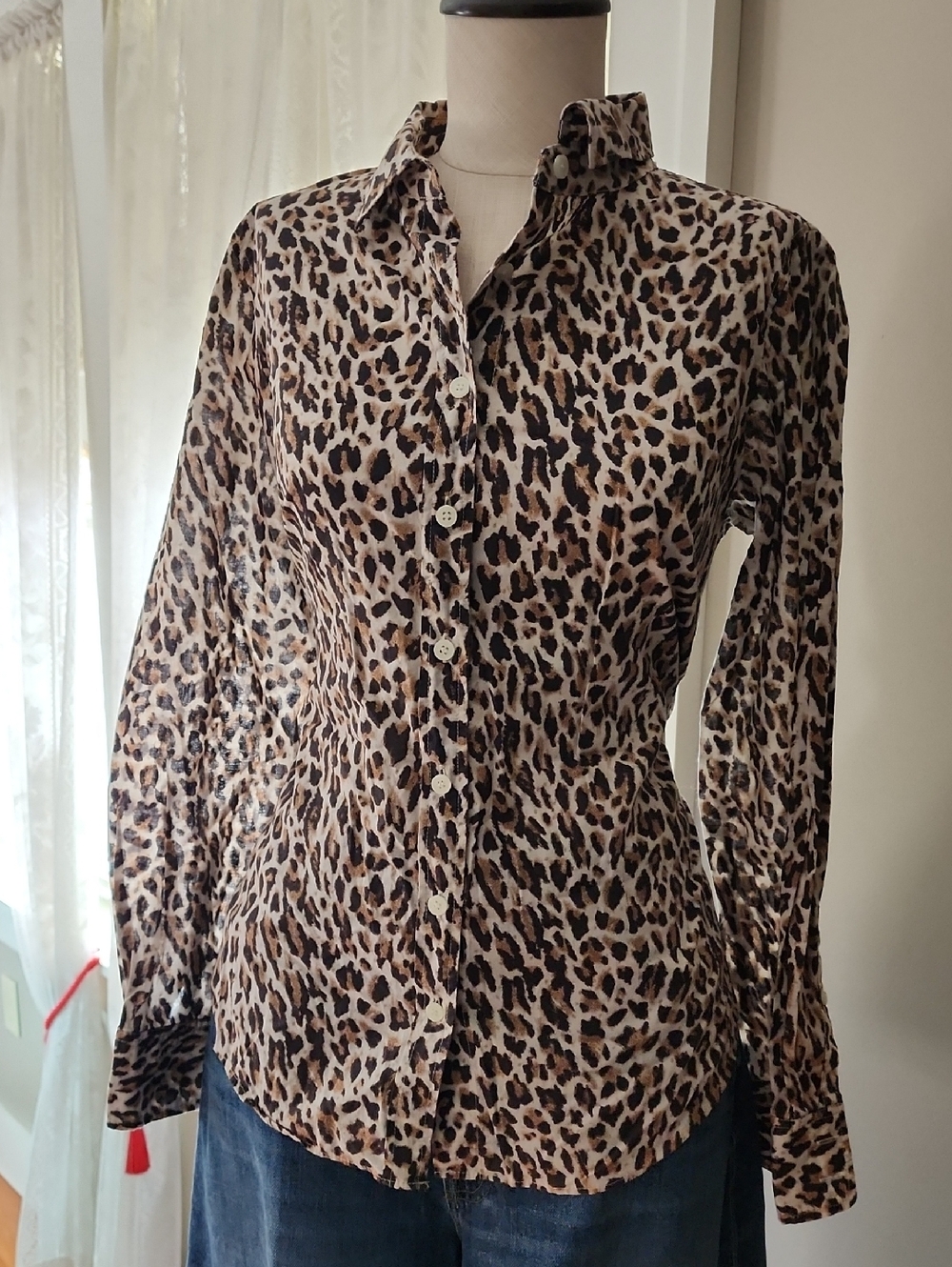 J. Crew Leopard Print Button-Down Shirt in Brown and Black